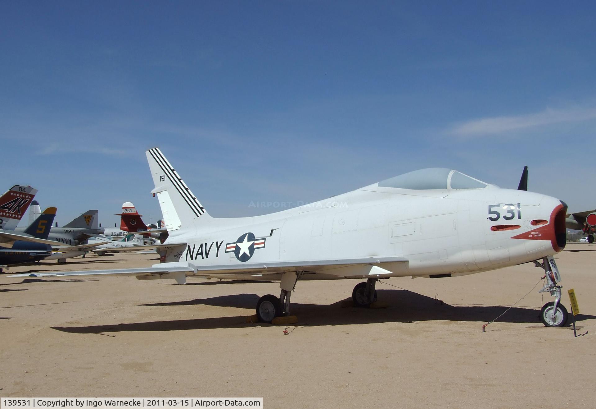 139531, North American AF-1E Fury C/N 209-151, North American AF-1E (FJ-4B) Fury at the Pima Air & Space Museum, Tucson AZ