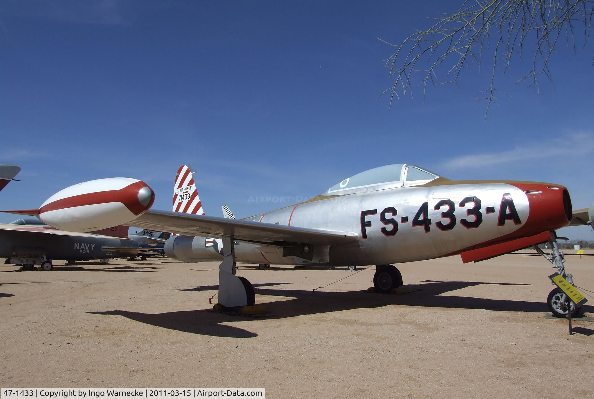 47-1433, 1947 Republic F-84C-2-RE Thunderjet C/N Not found 47-1433, Republic F-84C Thunderjet at the Pima Air & Space Museum, Tucson AZ