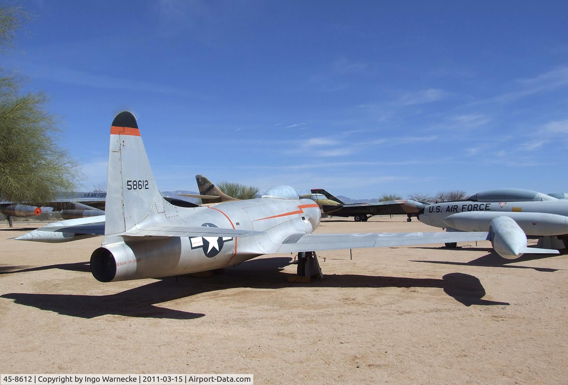 45-8612, 1945 Lockheed P-80B-1-LO Shooting Star C/N 080-1826, Lockheed P-80B Shooting Star at the Pima Air & Space Museum, Tucson AZ