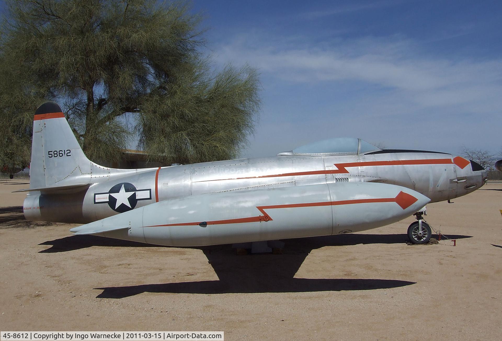 45-8612, 1945 Lockheed P-80B-1-LO Shooting Star C/N 080-1826, Lockheed P-80B Shooting Star at the Pima Air & Space Museum, Tucson AZ