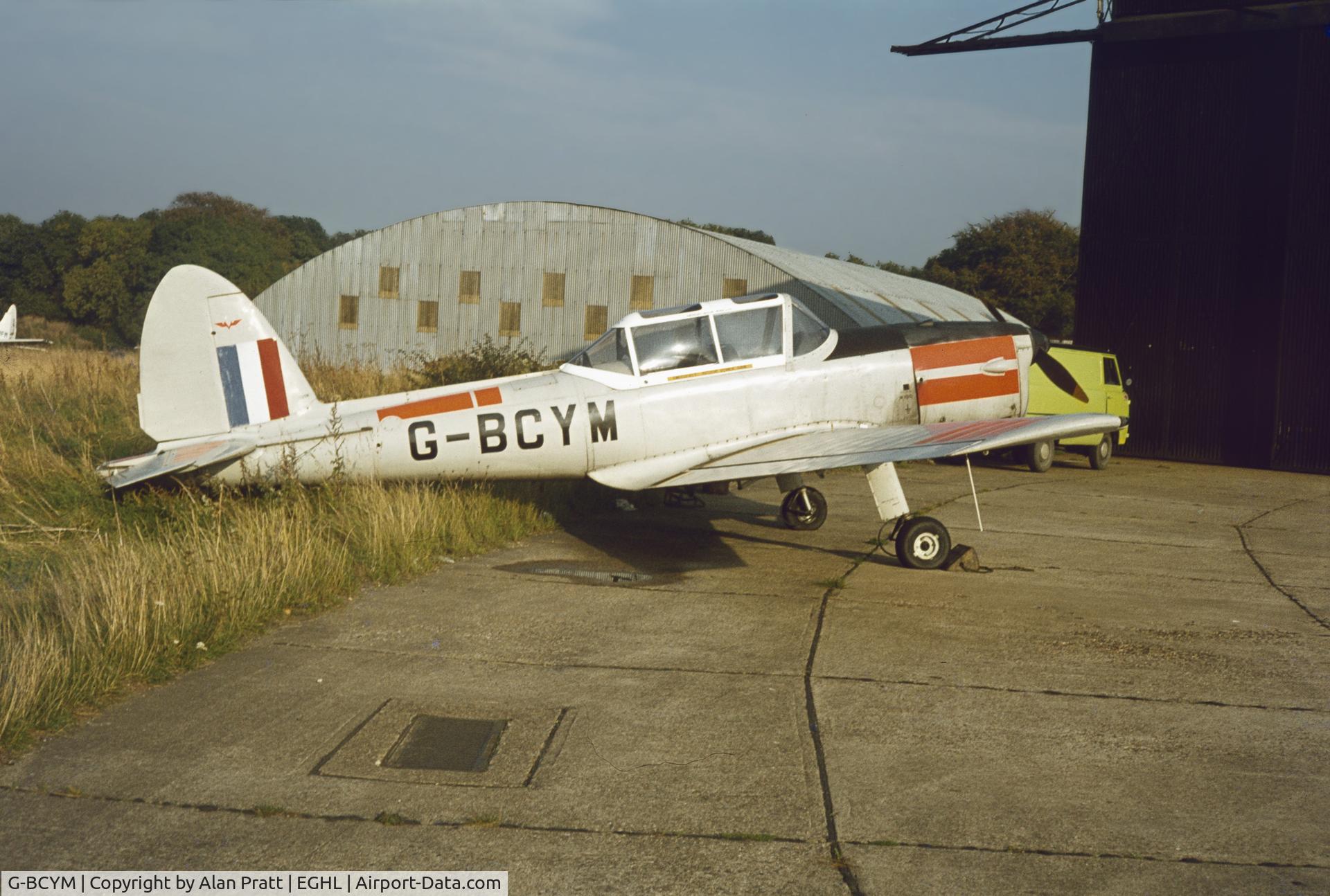 G-BCYM, 1950 De Havilland DHC-1 Chipmunk T.10 C/N C1/0598, taken early 1970s Lasham Airfield Nr Alton Hampshire