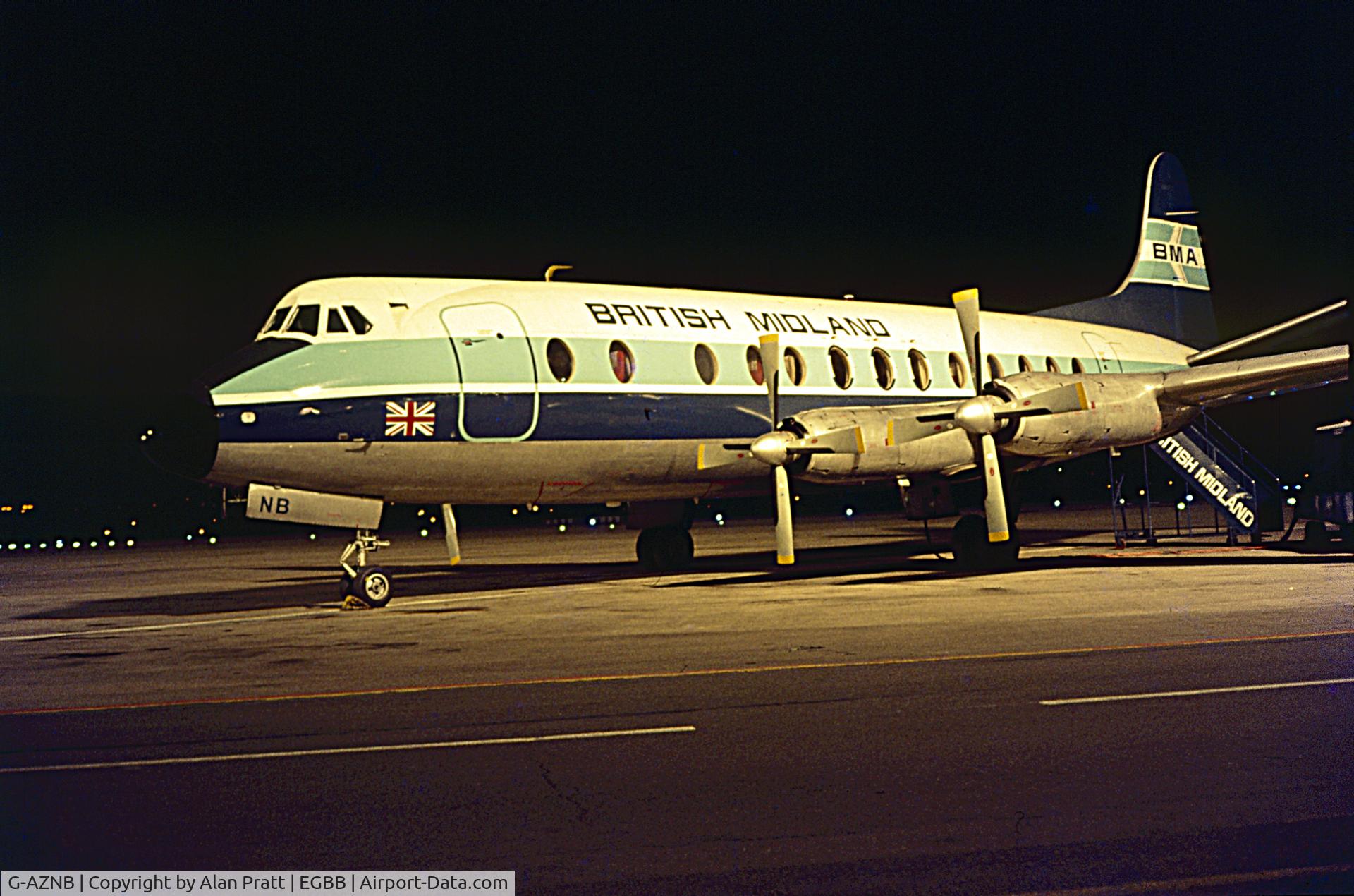 G-AZNB, 1959 Vickers Viscount 813 C/N 351, Nighttime (1970s)