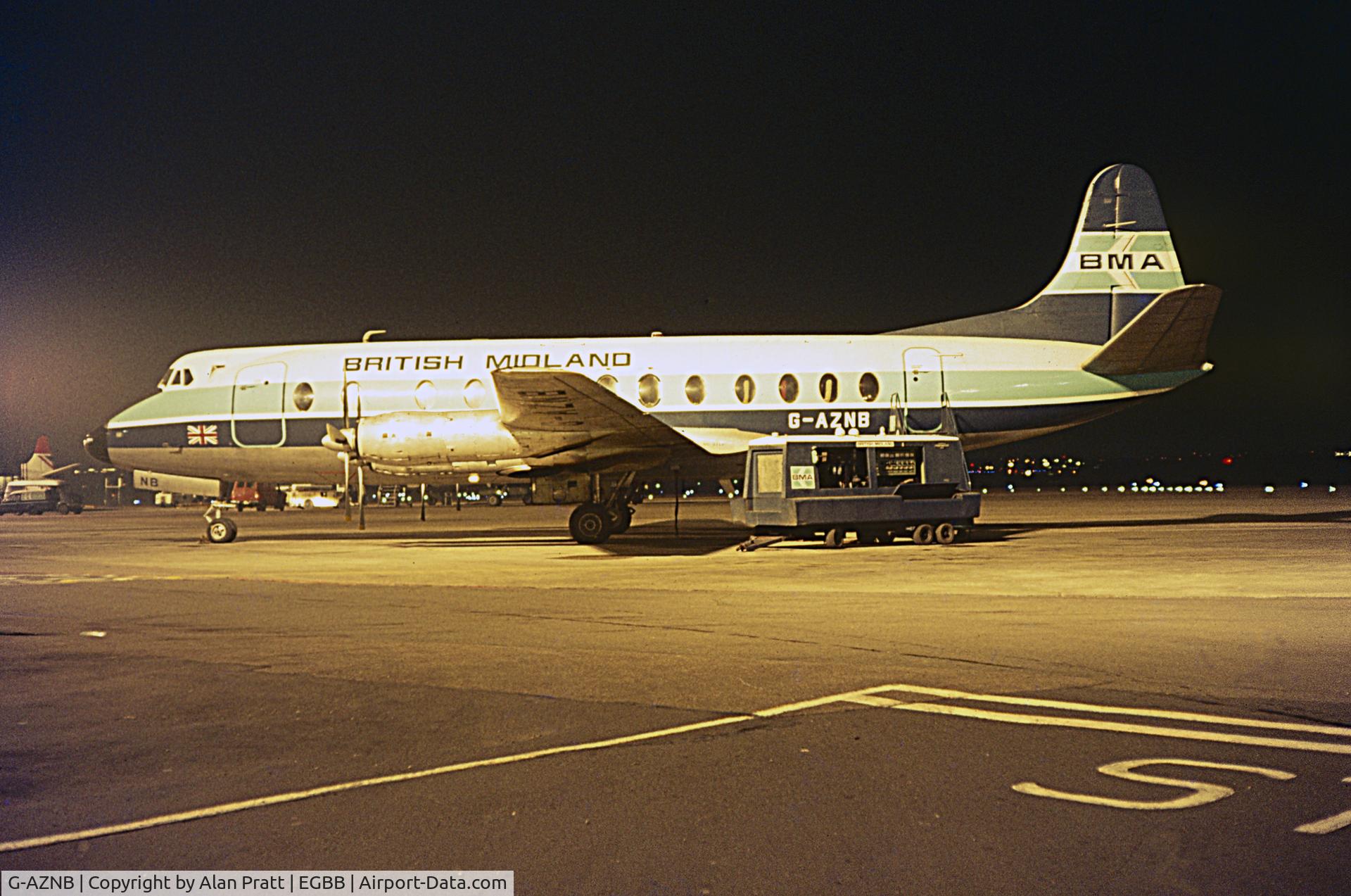 G-AZNB, 1959 Vickers Viscount 813 C/N 351, Nighttime (1970s)