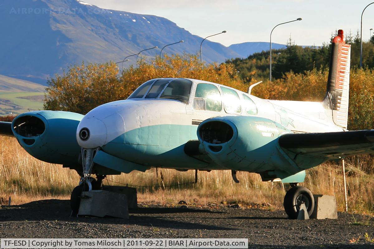 TF-ESD, 1958 Beech D50B Twin Bonanza Twin Bonanza C/N DH-204, Waiting for better times outside the Icelandic Aviation museum at Akureyri airport