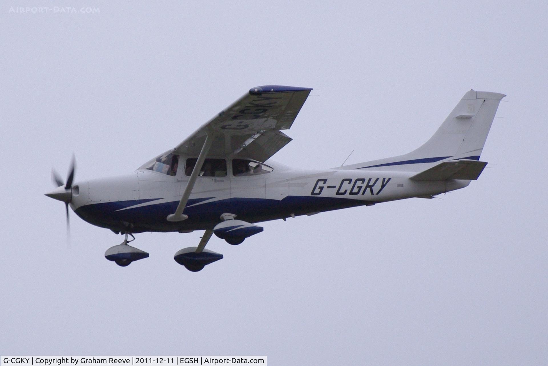G-CGKY, 2010 Cessna 182T Skylane C/N 18282213, About to land at Norwich.