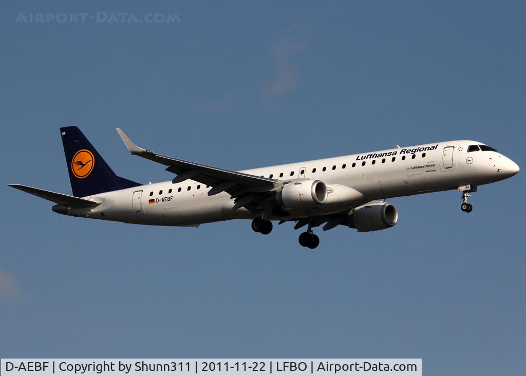 D-AEBF, 2011 Embraer 195LR (ERJ-190-200LR) C/N 19000411, Landing rwy 14R