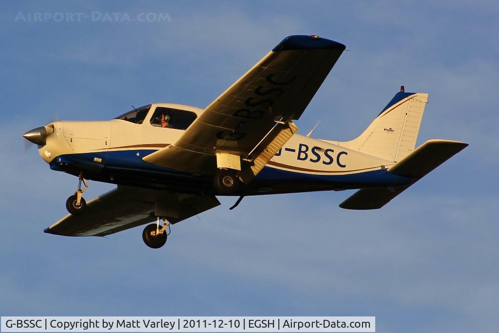 G-BSSC, 1982 Piper PA-28-161 Warrior ll C/N 28-8216176, Arriving in the golden late afternoon sun