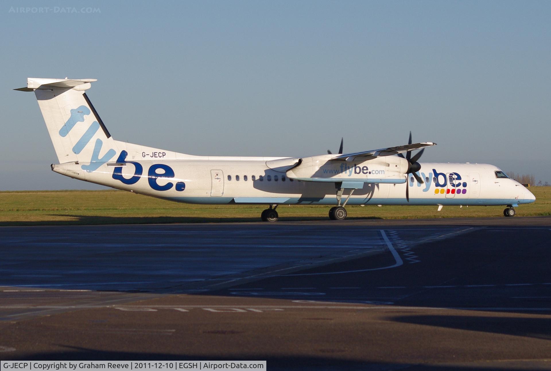 G-JECP, 2006 De Havilland Canada DHC-8-402Q Dash 8 C/N 4136, Departing from Norwich.