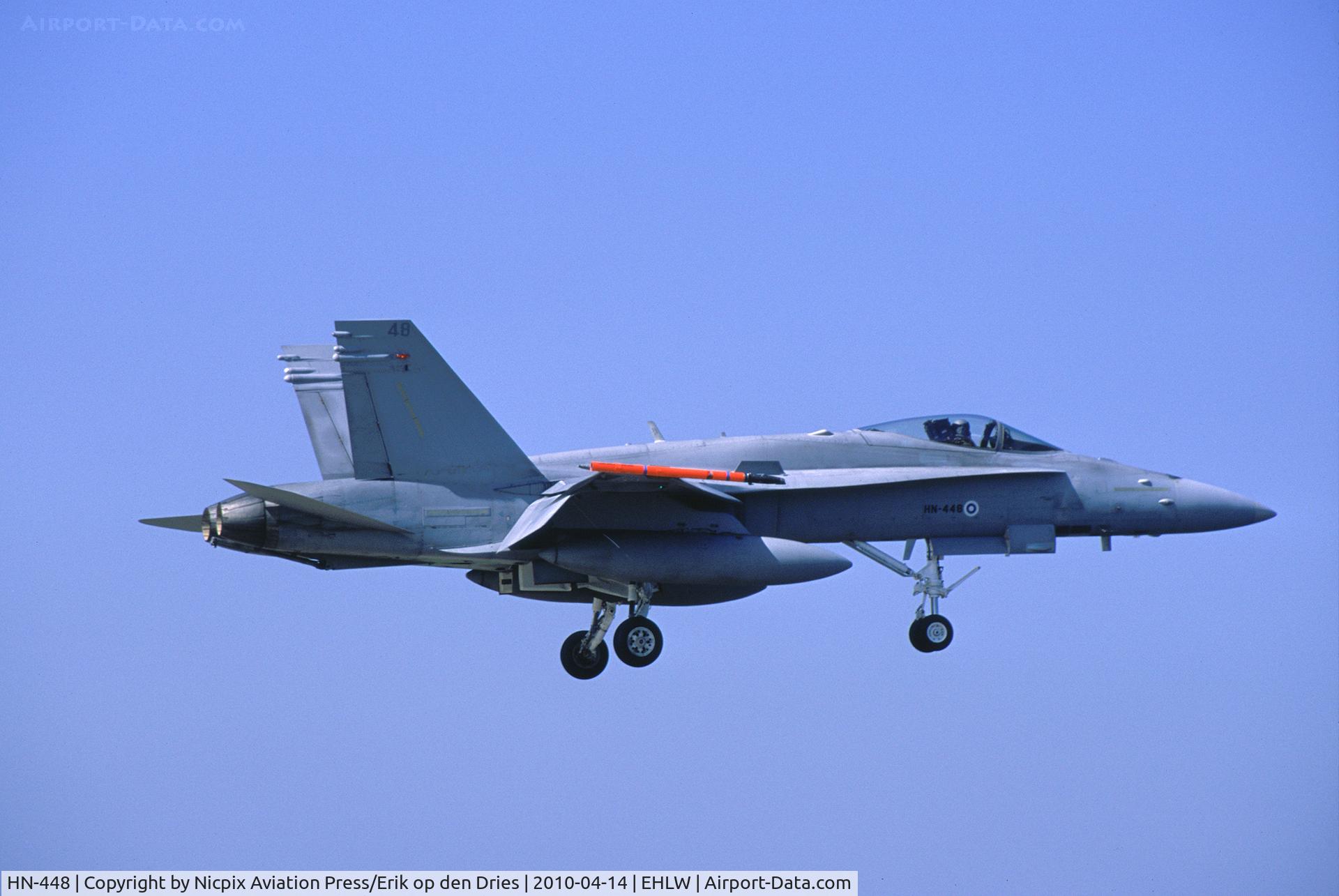 HN-448, McDonnell Douglas F-18C Hornet C/N 1475/FNC048, Finland AF F-18C Hornet HN-448 on finals for Leeuwarden AB during the exercise Frisian Flag 2010.