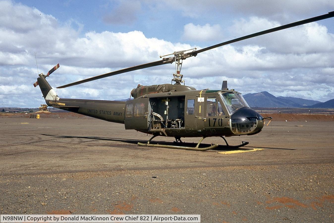 N98NW, 1964 Bell UH-1H Iroquois C/N 4529, I was the crew chief on this aircraft to me she was known as Bikini 822.  She saw a great deal of action, but at the end of each day, she had one more mission.  The mission was to bring us home, and she did.
