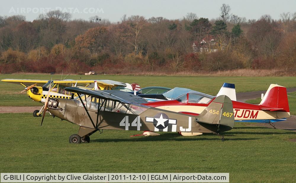 G-BILI, 1948 Piper L-4J Grasshopper (J3C-65D) C/N 13207,  Ex: 45-4467 F-BDTB > G-BILI - Originally in private hands in January 1981 and currently with and a trustee of, G-BILI Flying since March 1990. In the colours of, USAAF as 454467.