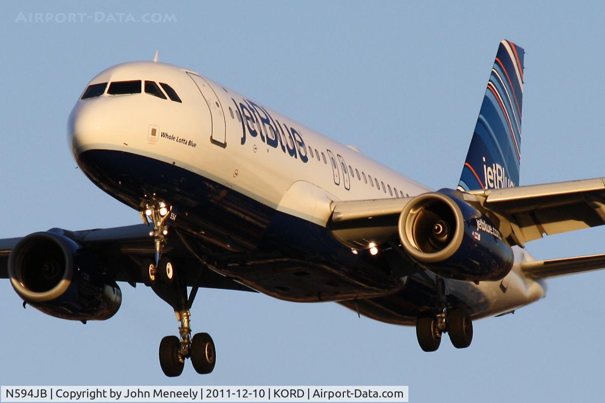 N594JB, 2004 Airbus A320-232 C/N 2284, Short final for 28
