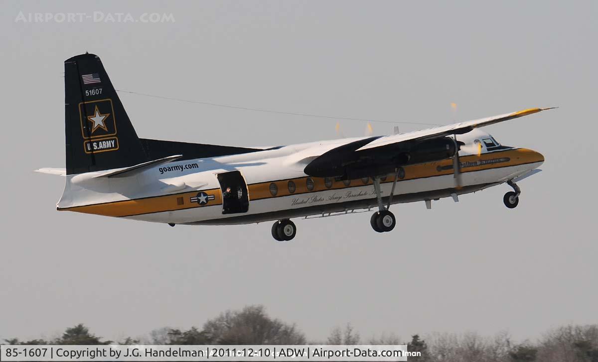 85-1607, 1983 Fokker C-31A (F27-400M) Troopship C/N 10653, take off at Andrews JB