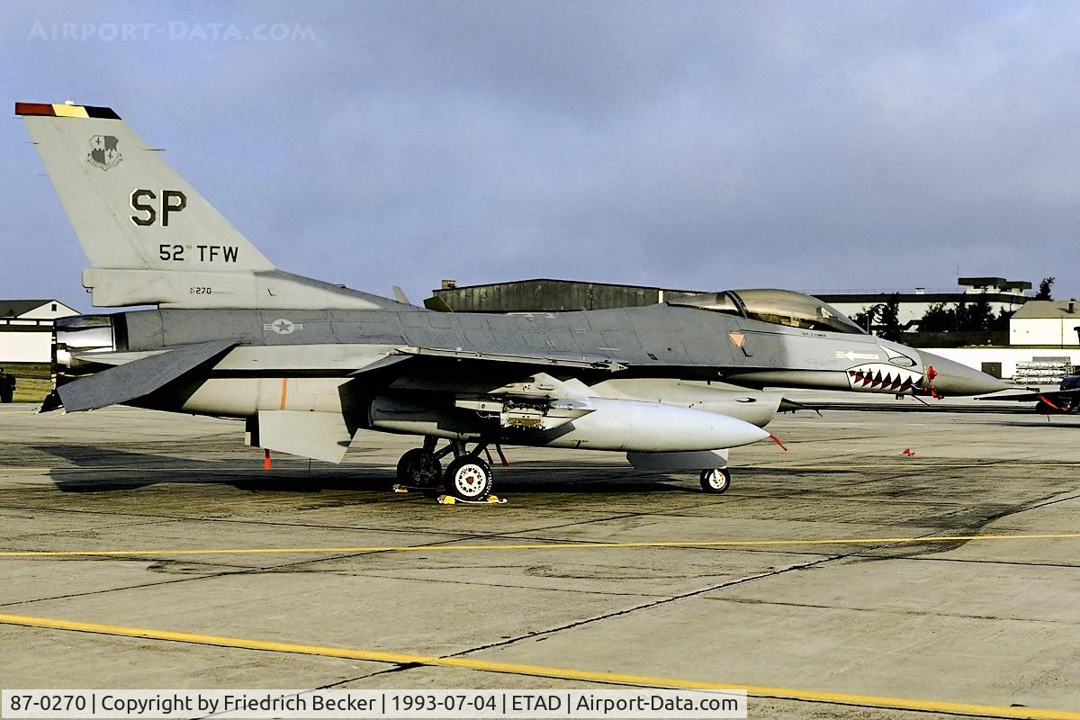 87-0270, 1987 General Dynamics F-16C Fighting Falcon C/N 5C-531, static display