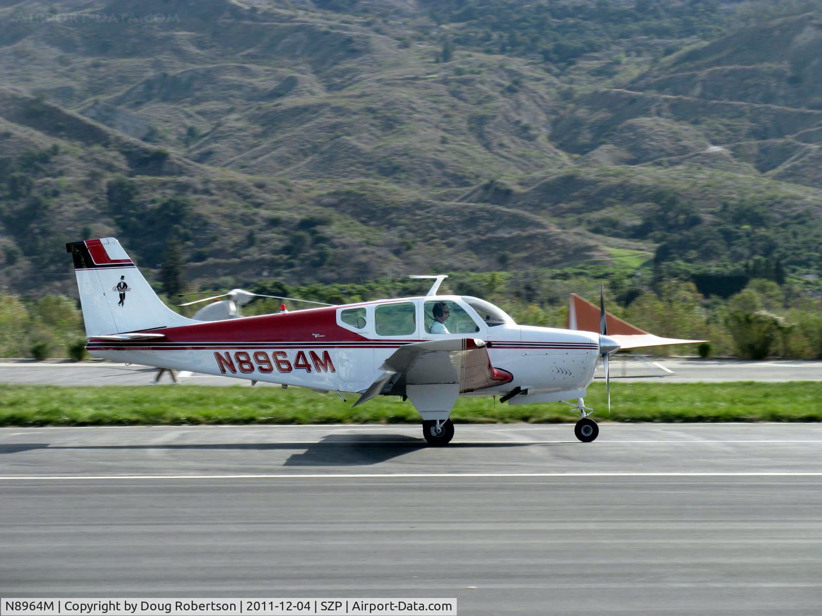 N8964M, 1963 Beech 35-B33 Debonair C/N CD-720, 1963 Beech 35-B33 DEBONAIR, Continental IO-470-J 225 Hp, landing roll Rwy 22
