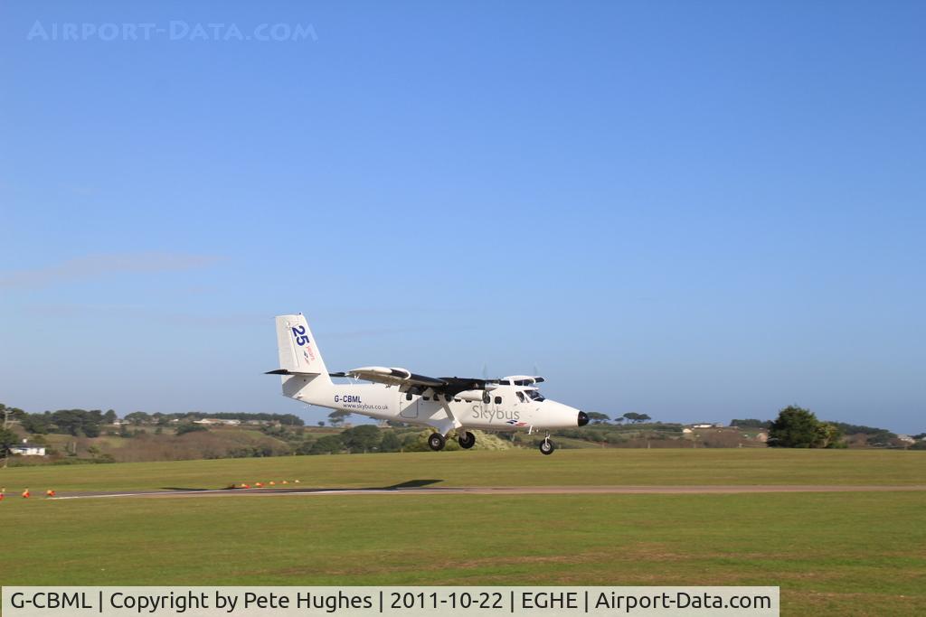 G-CBML, 1980 De Havilland Canada DHC-6-310 Twin Otter C/N 695, G-CBML Twin Otter arriving St Marys Isles of Scilly on a stunning autumn day