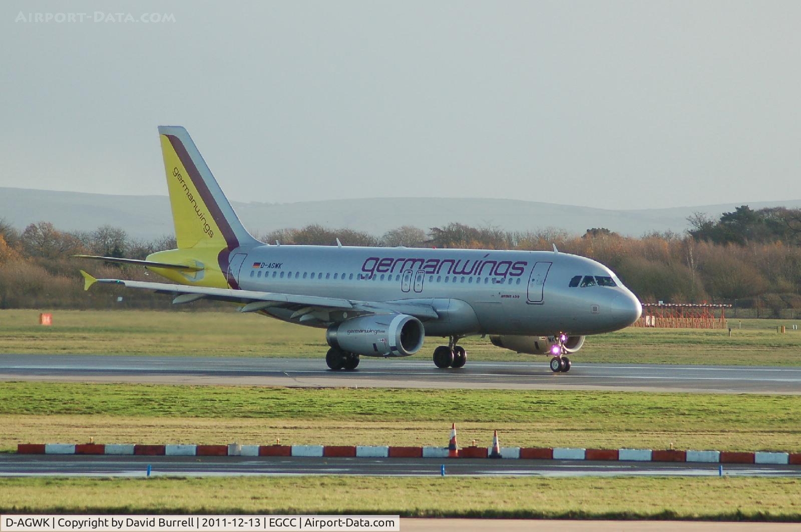 D-AGWK, 2008 Airbus A319-132 C/N 3500, Germanwings Airbus A319 landed Manchester Airport.