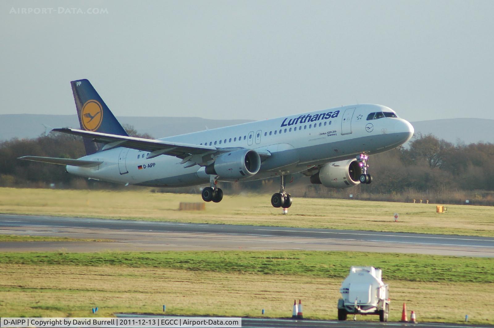 D-AIPP, 1990 Airbus A320-211 C/N 110, Lufthansa Airbus A320 taking off Manchester Airport.