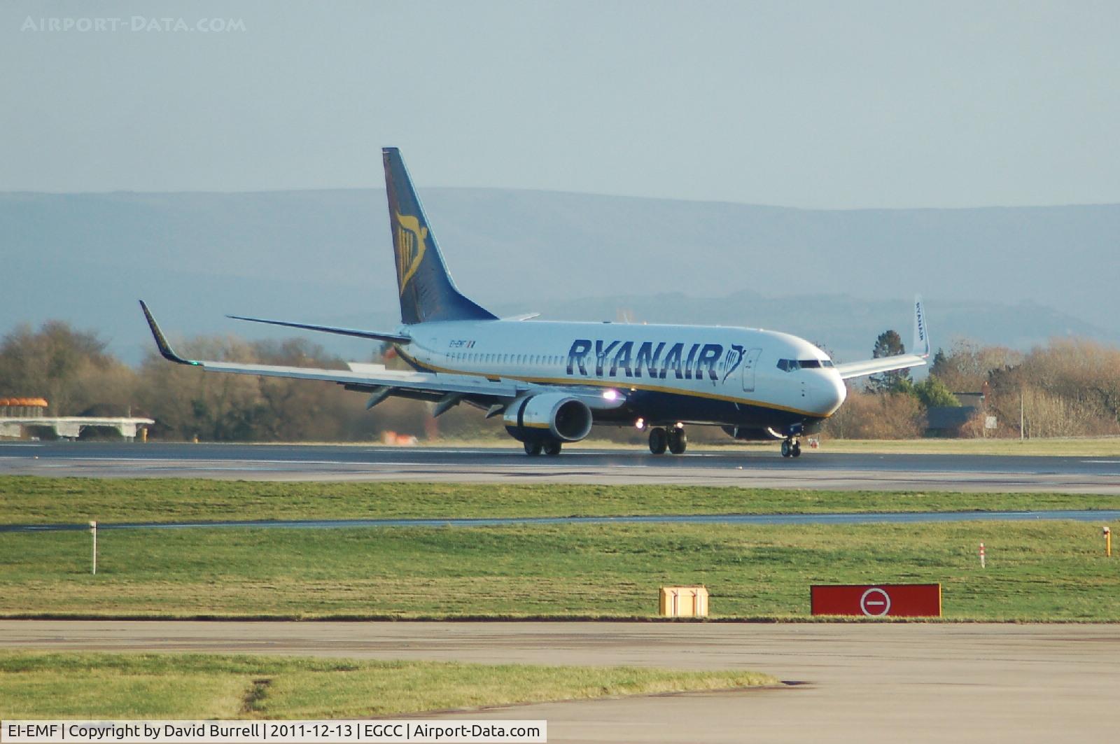 EI-EMF, 2010 Boeing 737-8AS C/N 34978, Ryanair Boeing 737 landed Manchester Airport.