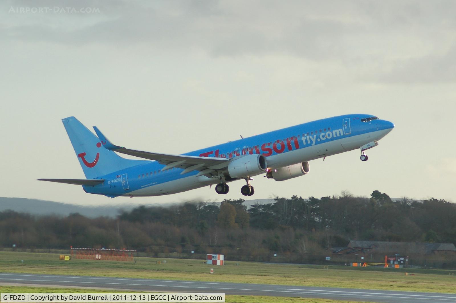 G-FDZD, 2007 Boeing 737-8K5 C/N 35132, Thomson G-FDZD Boeing 737-8K5 Taking Off Manchester Airport.