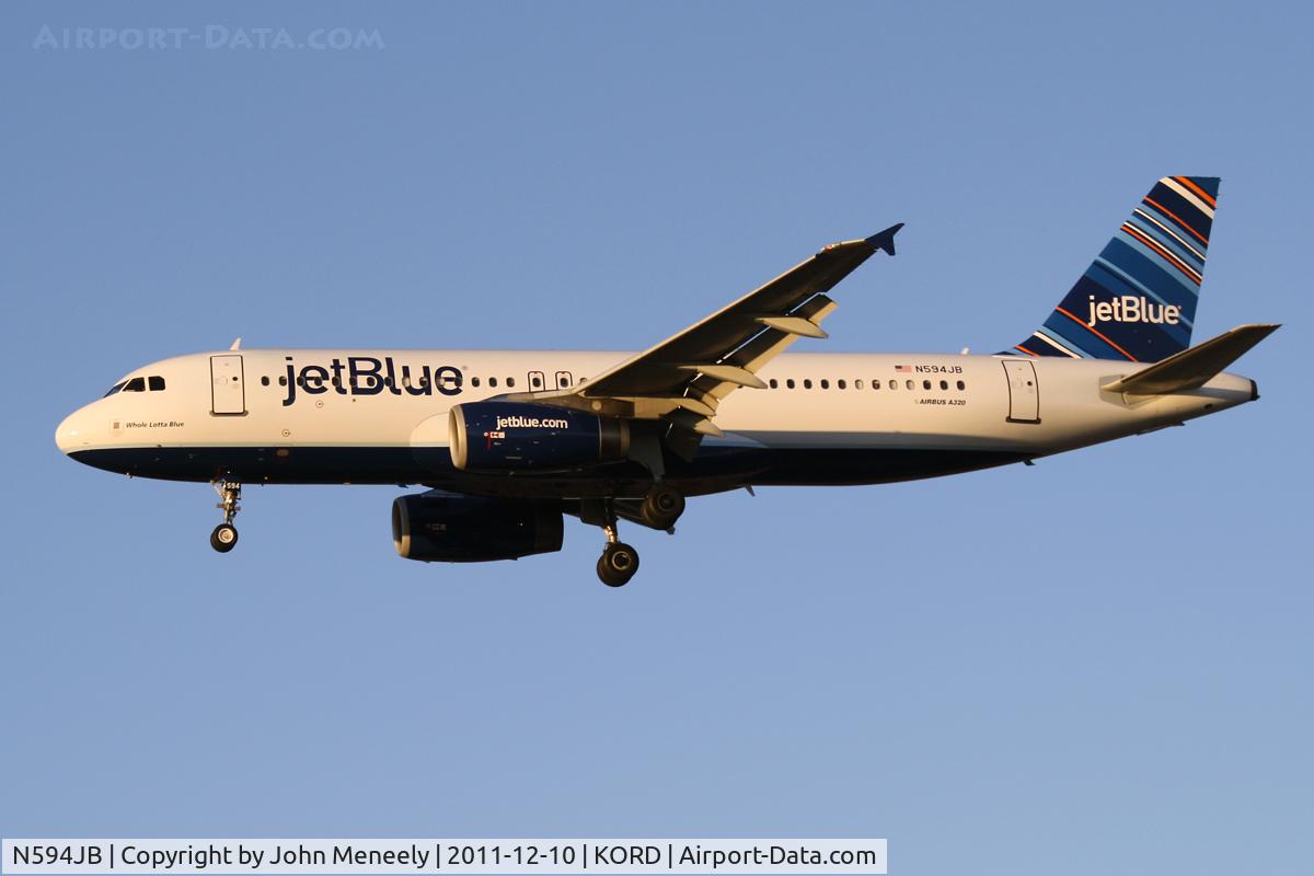 N594JB, 2004 Airbus A320-232 C/N 2284, Final for 28