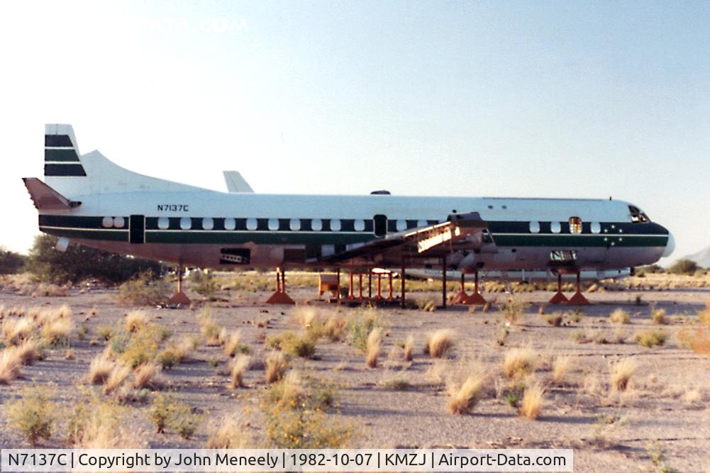 N7137C, Lockheed L-188A Electra C/N 188A-1074, Stored - many parts missing. This Electra was re-reg'd as N5558 in 1983, and eventually cancelled from the register in 1988