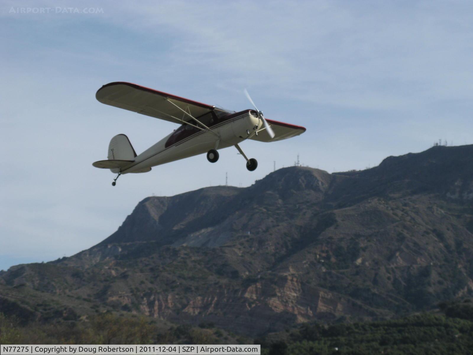 N77275, 1946 Cessna 140 C/N 11488, 1946 Cessna 140, Continental C85 85 Hp, takeoff climb Rwy 22