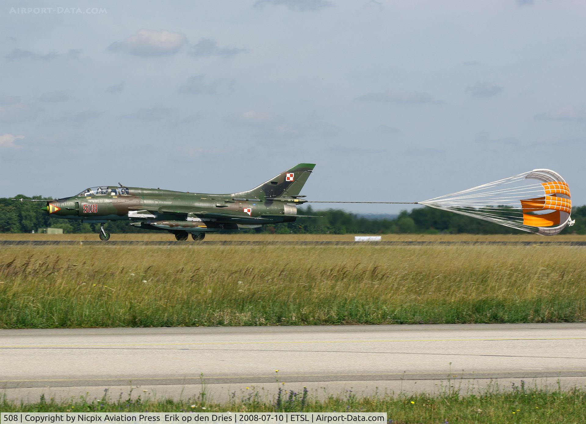 508, Sukhoi Su-22UM-3K C/N 17532368508, Polish AF Su-22UM-3K 508 during its'landing at Lechfeld AB during the exercise ELITE-2008.