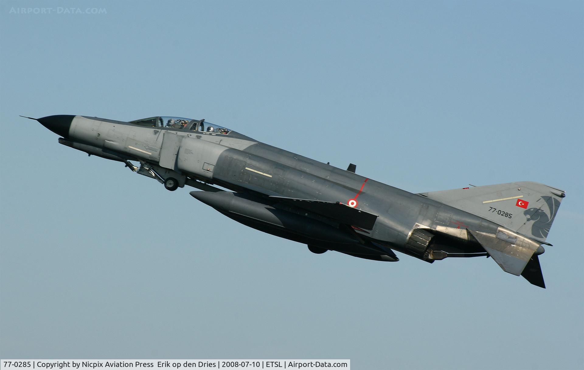 77-0285, 1977 McDonnell Douglas F-4E Terminator 2020 C/N 4993, Very nice take off shot of Turkey AF F-4E-2020 Terminator 77-0285. It was one of the participants of  the exercisde ELITE-2008.