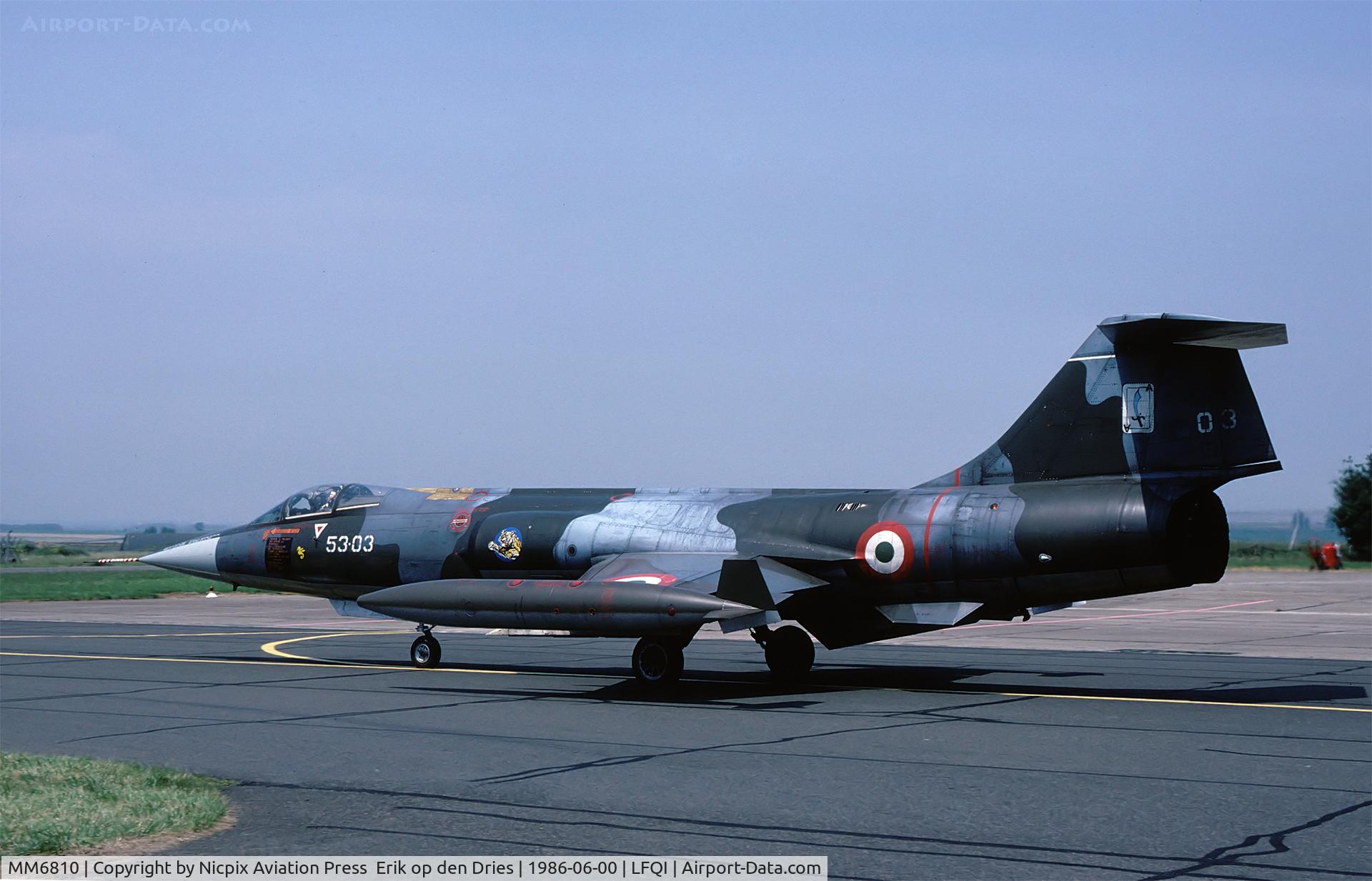 MM6810, Aeritalia F-104S-ASA Starfighter C/N 1110, 53  Wing/21 Sqn, Italy AF, F-104S Starfighter mm6810/53-03 was the only F-104 to fly during the Tigermeet 1986 Open House at Cambrai Ab, fRANCE.