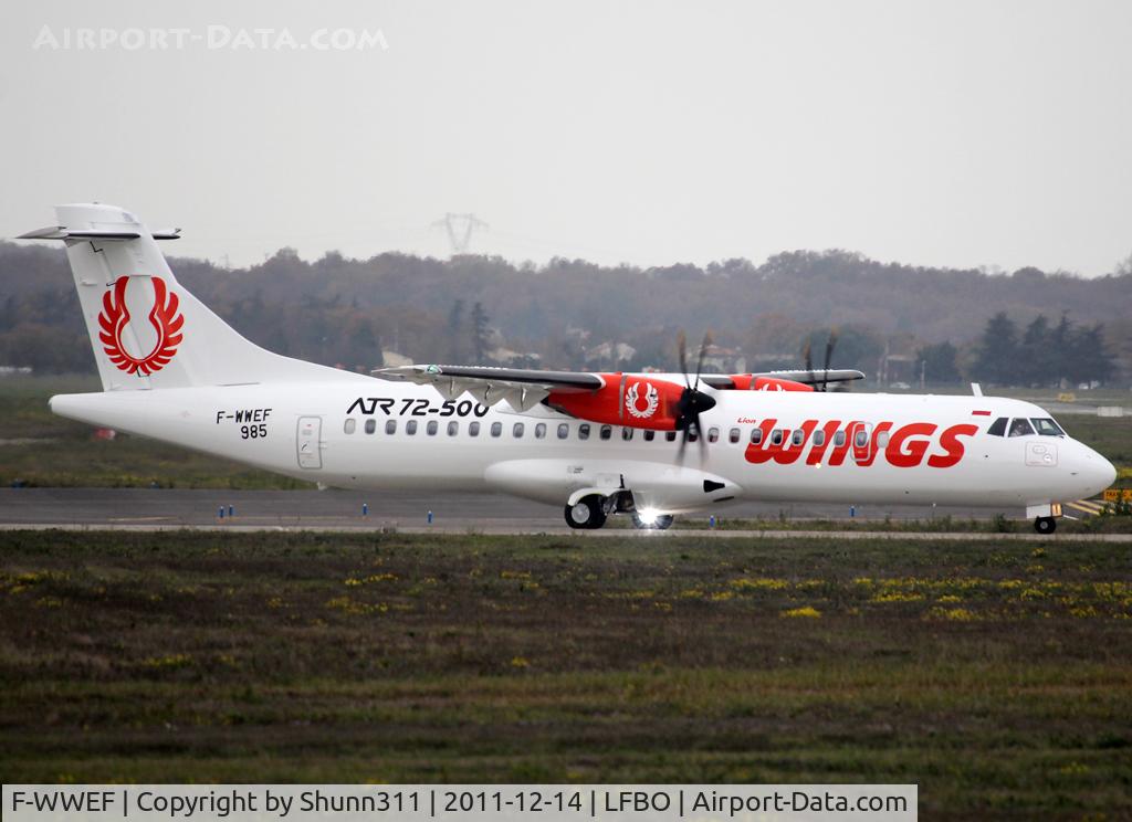 F-WWEF, 2011 ATR 72-500 C/N 985, C/n 985 - To be PK-WFV