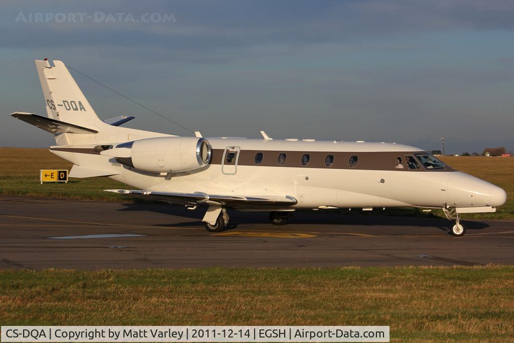 CS-DQA, 2008 Cessna 560XL Citation XLS C/N 560-5798, Taxiing away from SaxonAir in the evening sun.