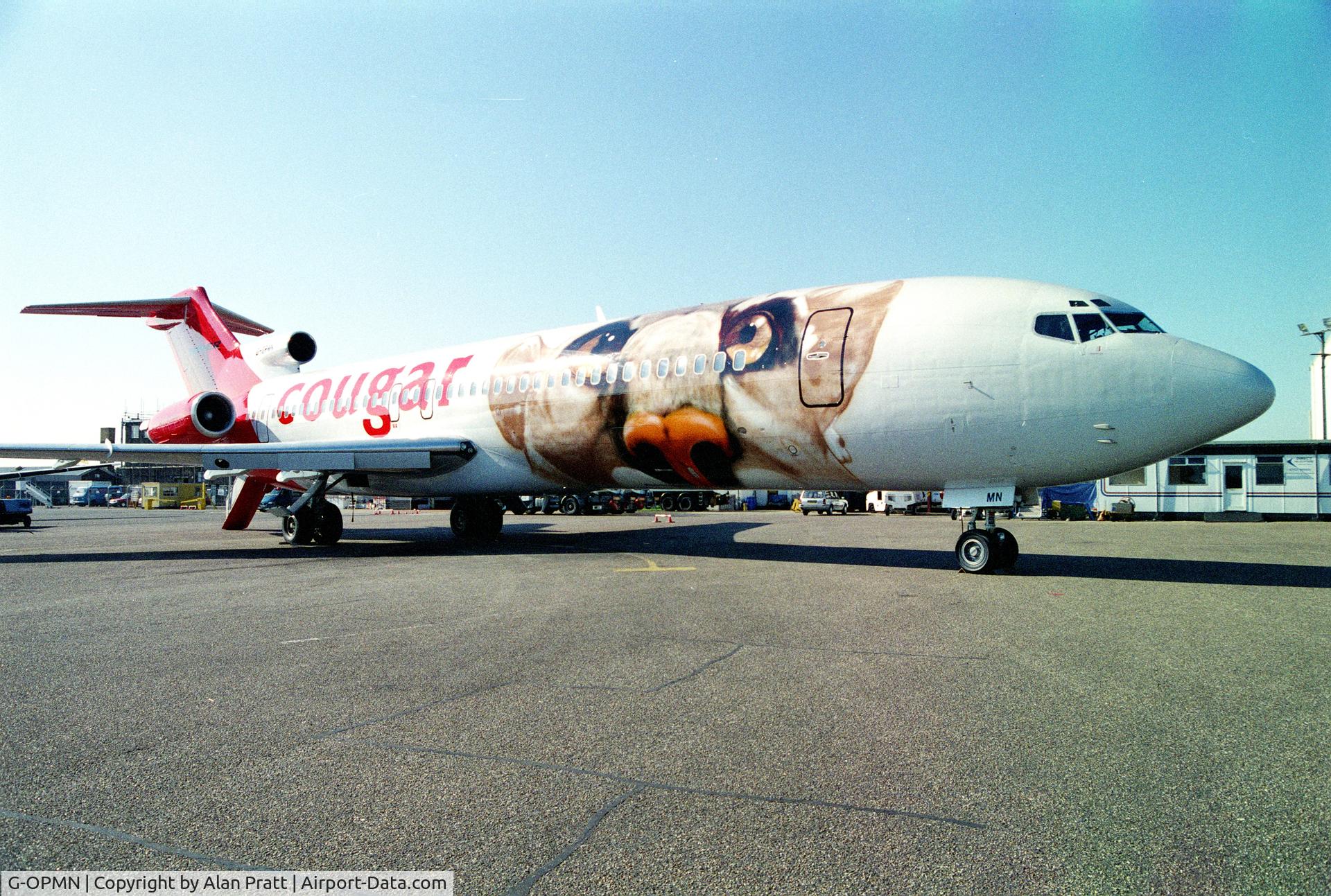 G-OPMN, 1978 Boeing 727-225/Adv(RE) Super 27 C/N 21578, fresh from paint-shop in Cougar livery (2000-01)