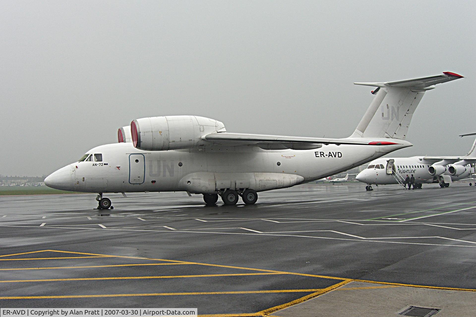 ER-AVD, 1989 Antonov An-72-100 C/N 36572080786, on the apron