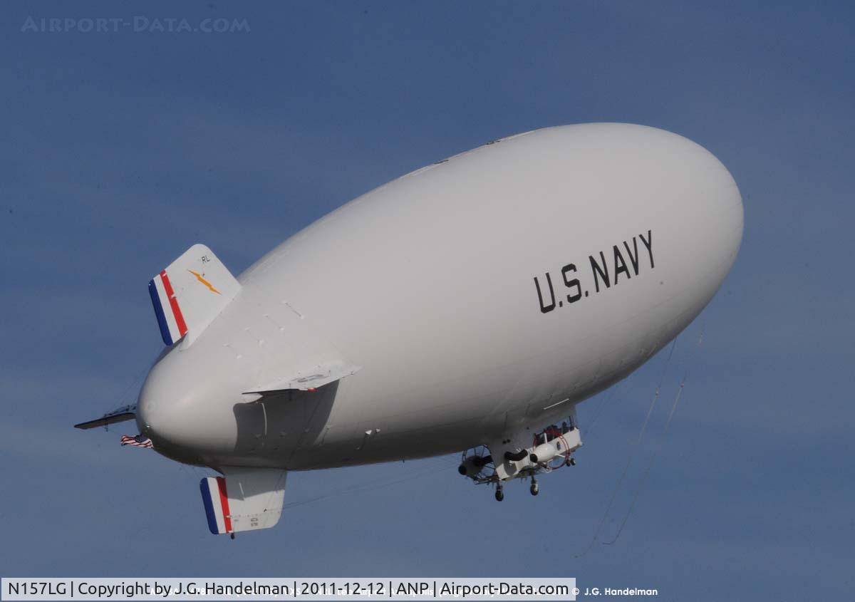 N157LG, American Blimp Corp A-1-70G C/N 107, climbing away from Lee Airport