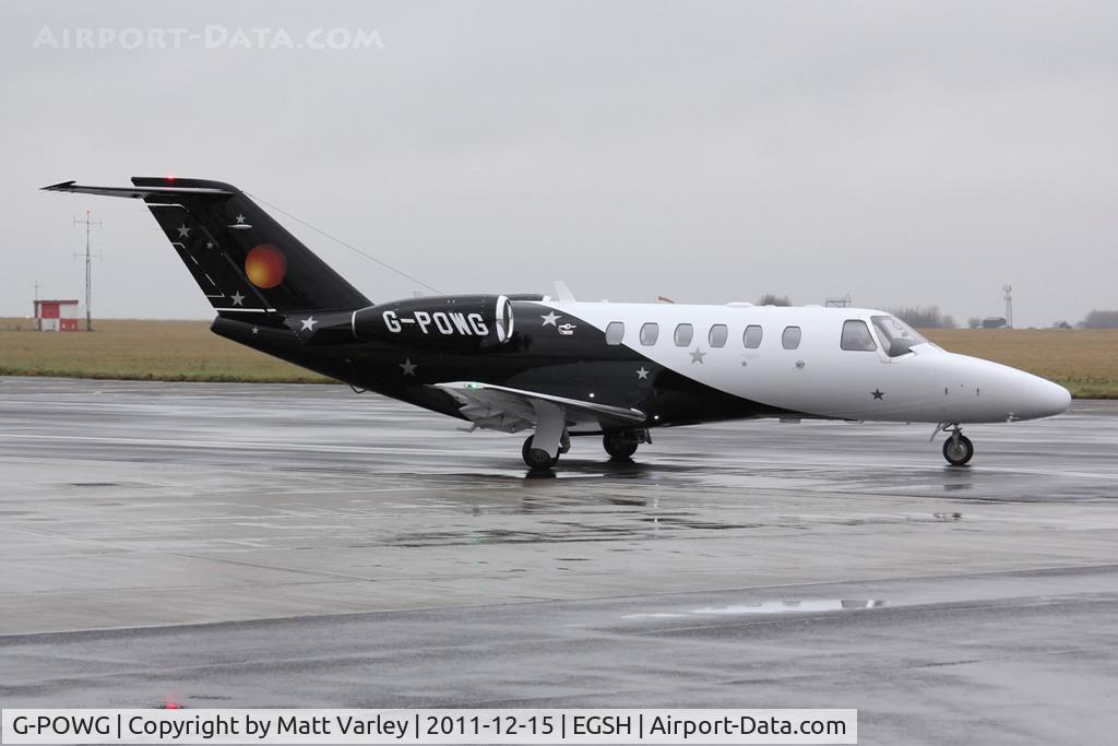 G-POWG, 2011 Cessna 525A CitationJet CJ2+ C/N 525A-0485, Taxiing away from SaxonAir in rainy conditions