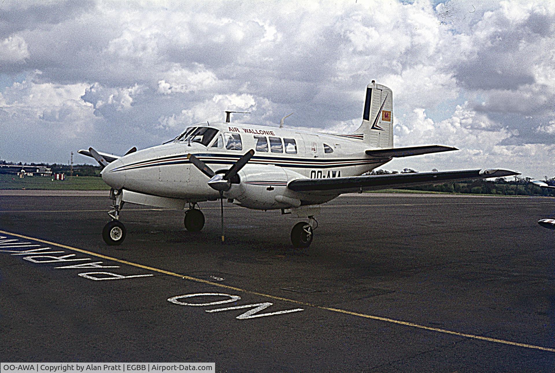 OO-AWA, 1960 Beech A65 Queen Air C/N LC-050, parked on the apron 1970`s