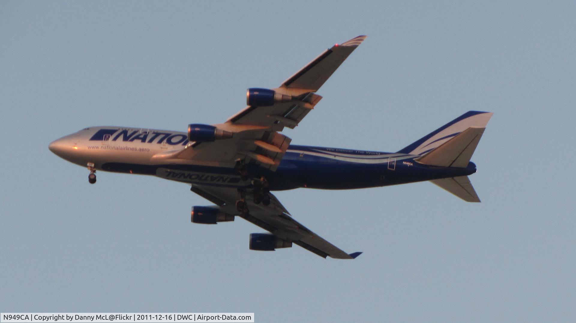 N949CA, 1993 Boeing 747-428 C/N 25630, N949CA of National Airlines on final approach to Dubai's Al Maktoum International Aiport - 16 December 2011