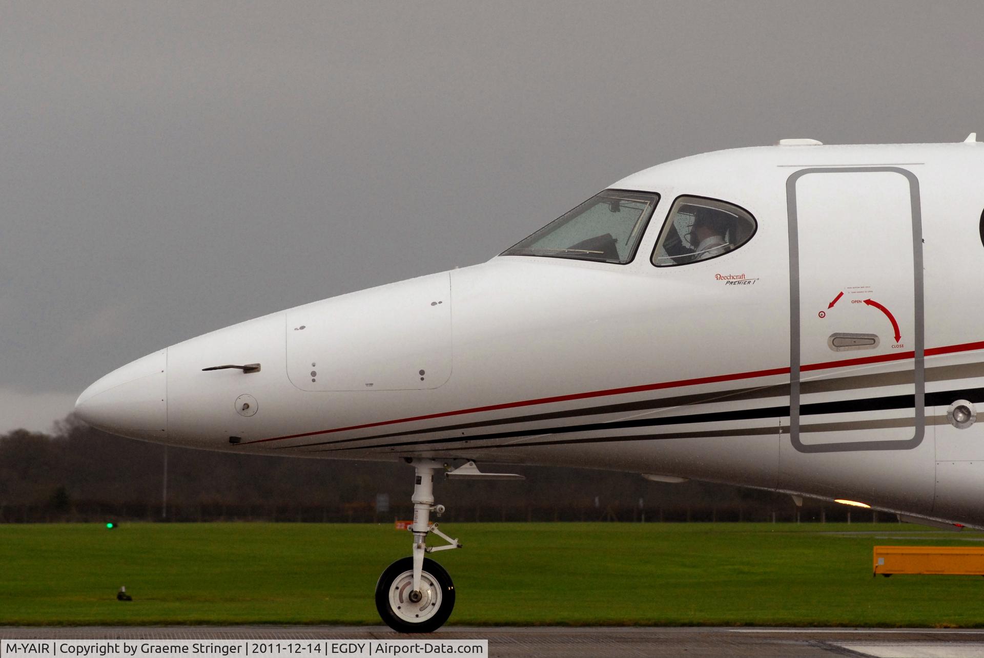 M-YAIR, 2005 Raytheon 390 Premier 1 C/N RB-146, Departing EGDY with Chairman of Fleetwood Town FC after beating Yeovil Town FC in the FA Cup.
