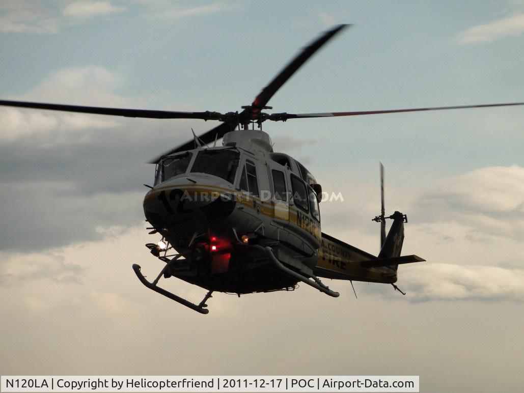 N120LA, 2007 Bell 412EP C/N 36455, In bound over taxiway Sierra for LA County Air Ops helipad