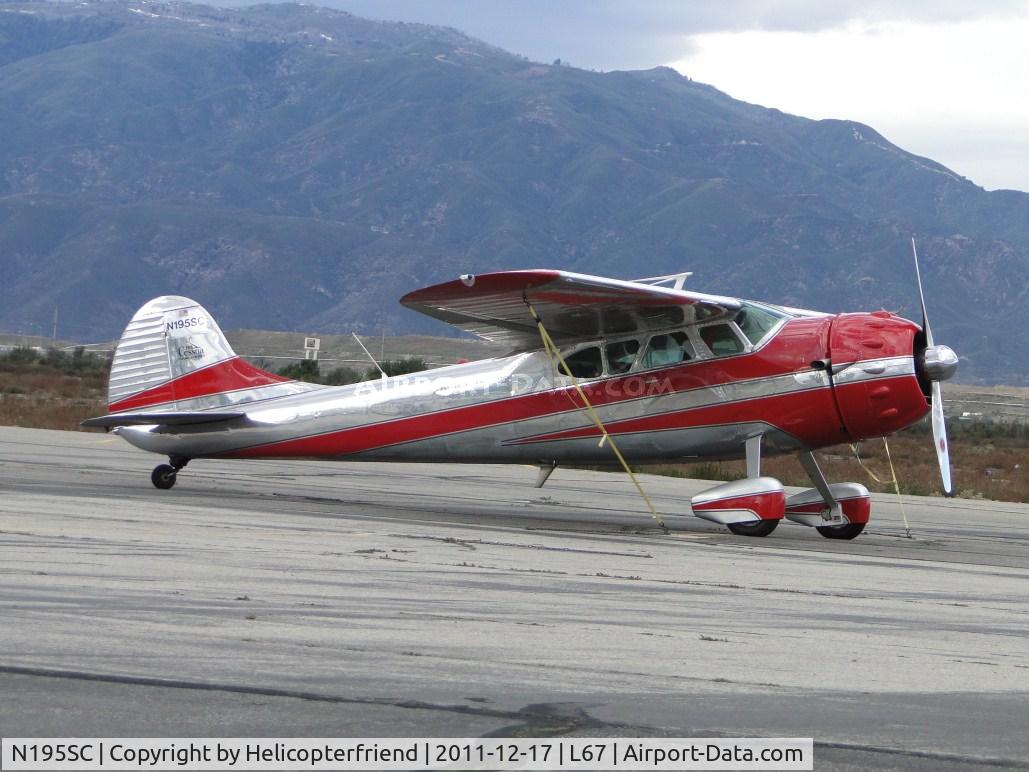 N195SC, 1949 Cessna 195 C/N 7402, Tied down and parked