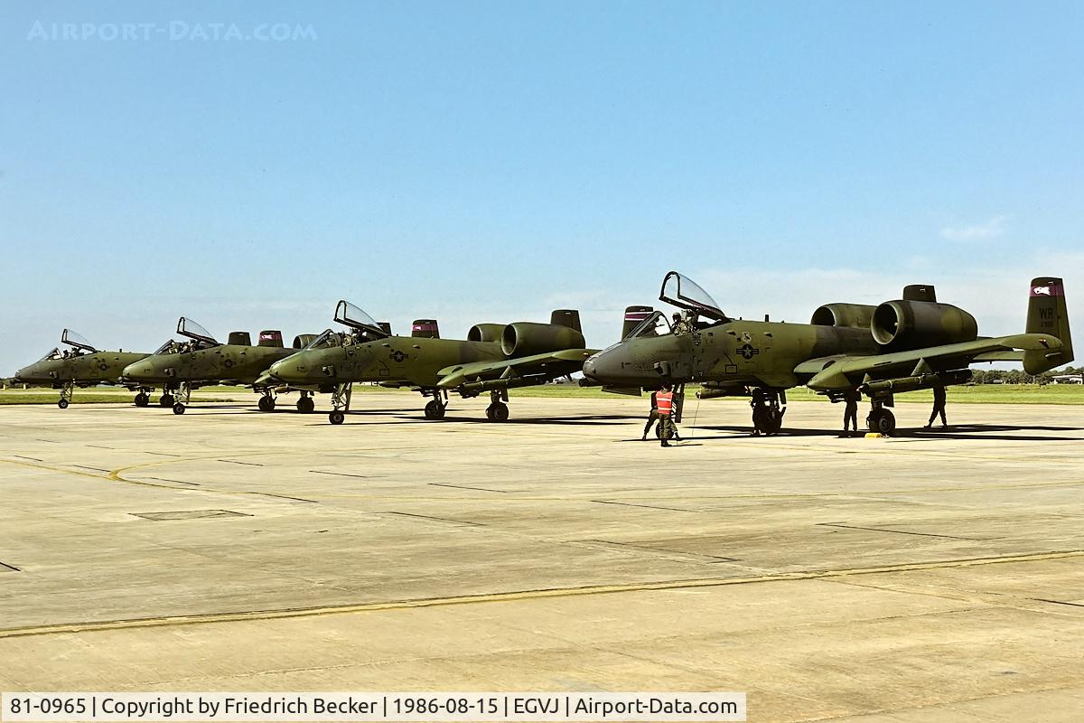 81-0965, 1981 Fairchild Republic A-10A Thunderbolt II C/N A10-0660, last chance inspection prior another training mission from RAF Bentwaters