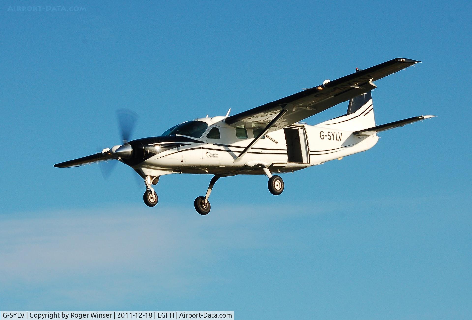 G-SYLV, 2002 Cessna 208B  Grand Caravan C/N 208B0936, Skydive Swansea's Grand Caravan returning from a drop.