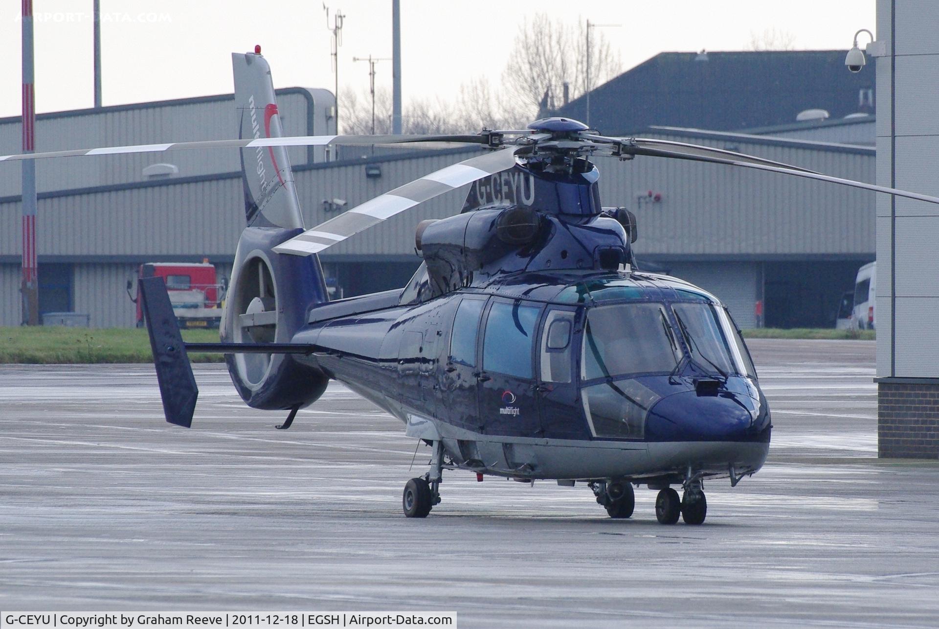 G-CEYU, 1988 Aerospatiale SA-365N-1 Dauphin 2 C/N 6298, Parked at Norwich.