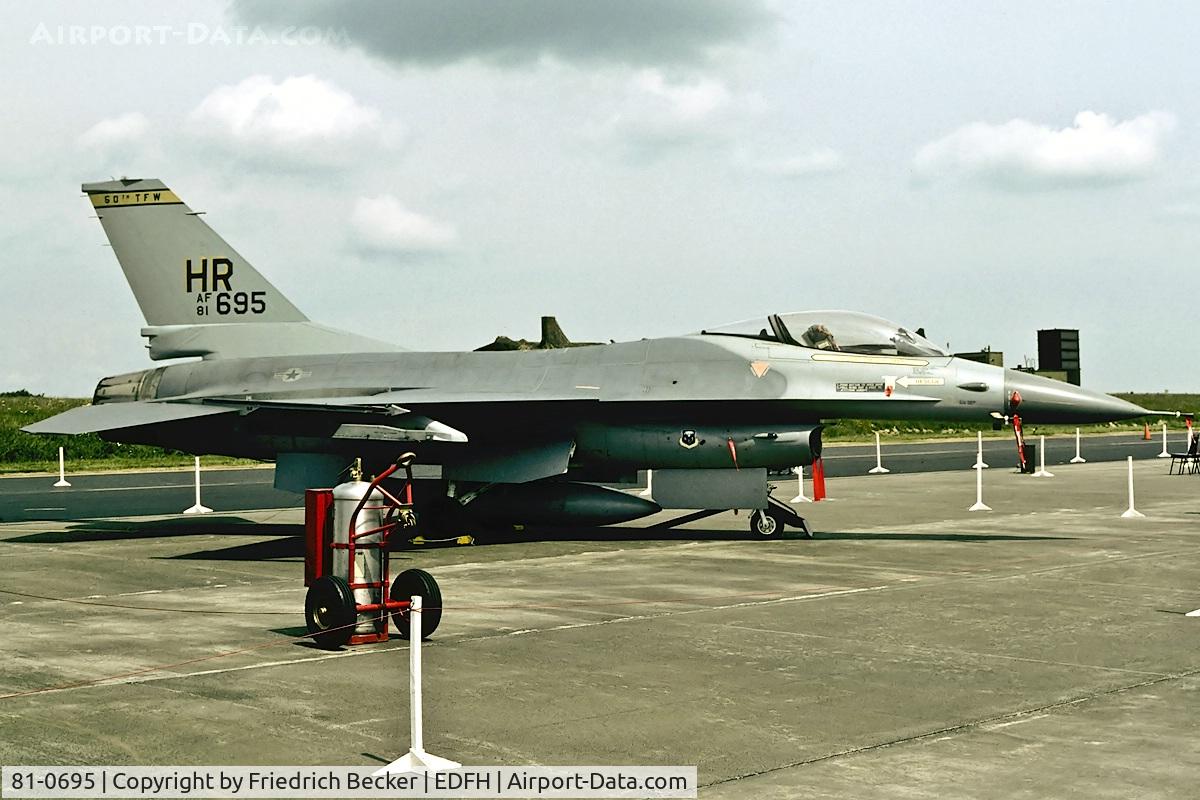 81-0695, 1981 General Dynamics F-16A Fighting Falcon C/N 61-376, static display