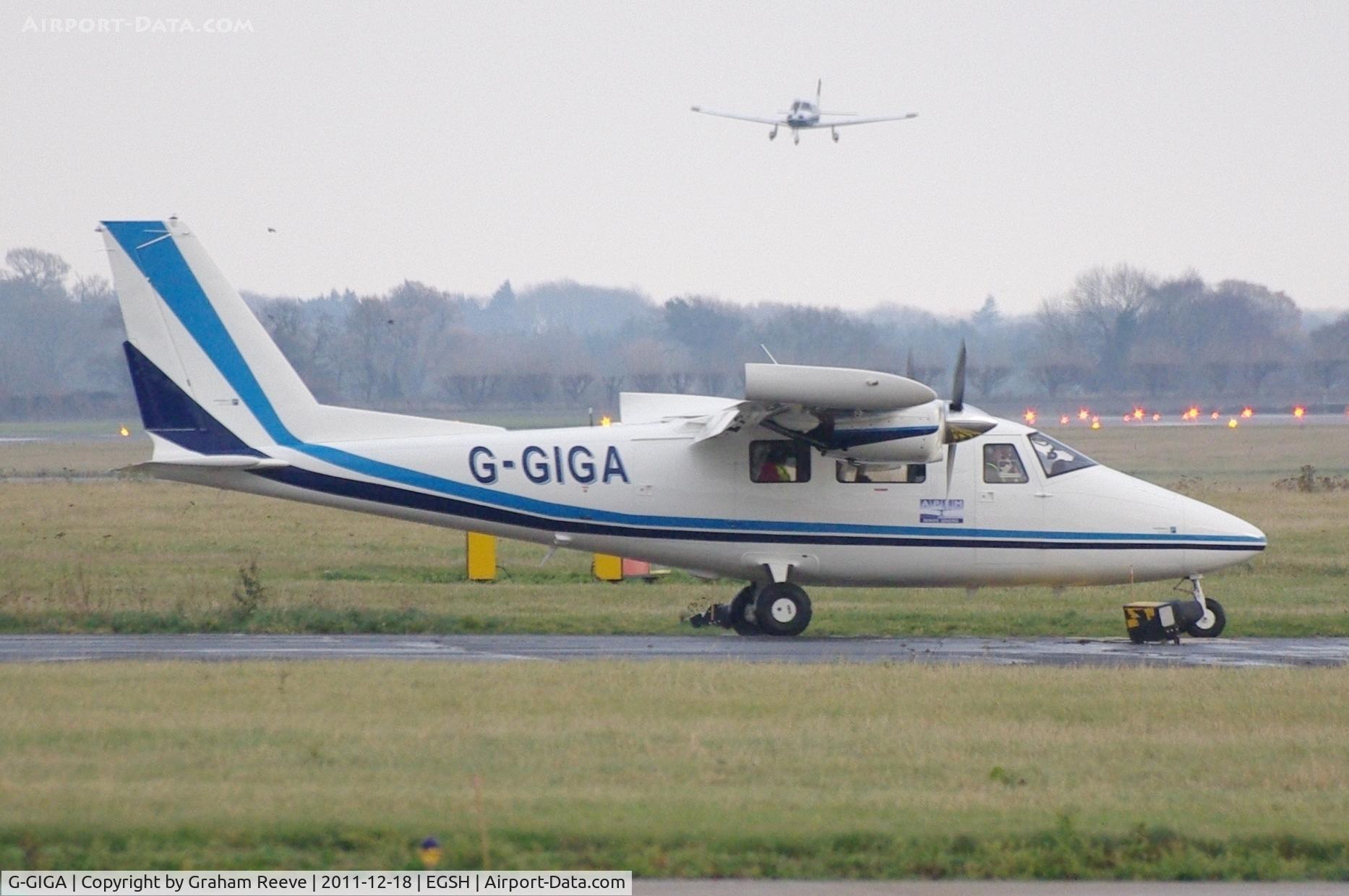 G-GIGA, 2011 Vulcanair P-68C C/N 468/C, Just landed at Norwich.