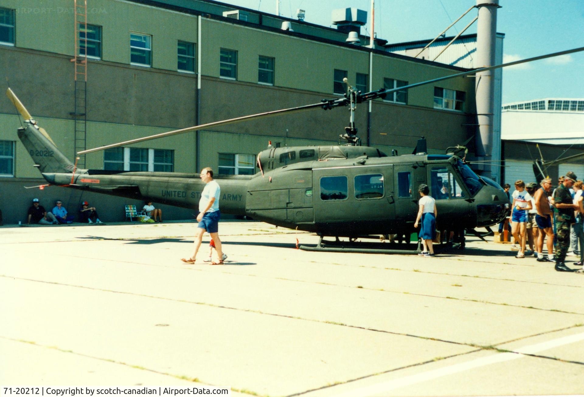 71-20212, 1971 Bell UH-1H Iroquois C/N 13036, Rhode Island National Guard Bell UH-1 Iroquois Helicopter S/N 70-20212 at Quonset State Airport, North Kingstown, RI - circa 1980's