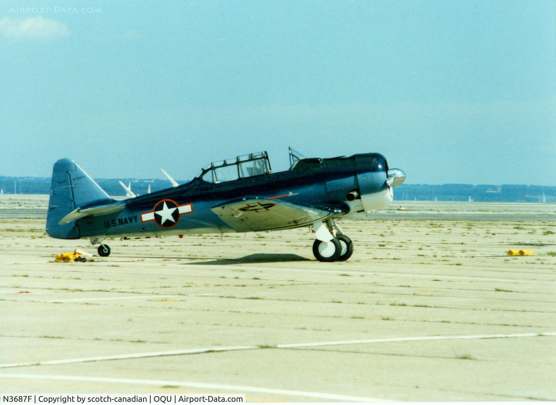 N3687F, 1958 North American SNJ-5 Texan Texan C/N 88-15902, 1958 North American SNJ-5 N3687F at Quonset State Airport, North Kingstown, RI - circa 1980's