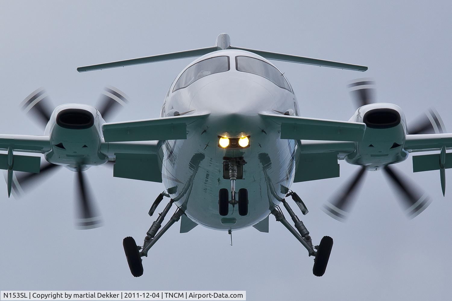 N153SL, 2002 Piaggio P-180 C/N 1054, landing to sxm
