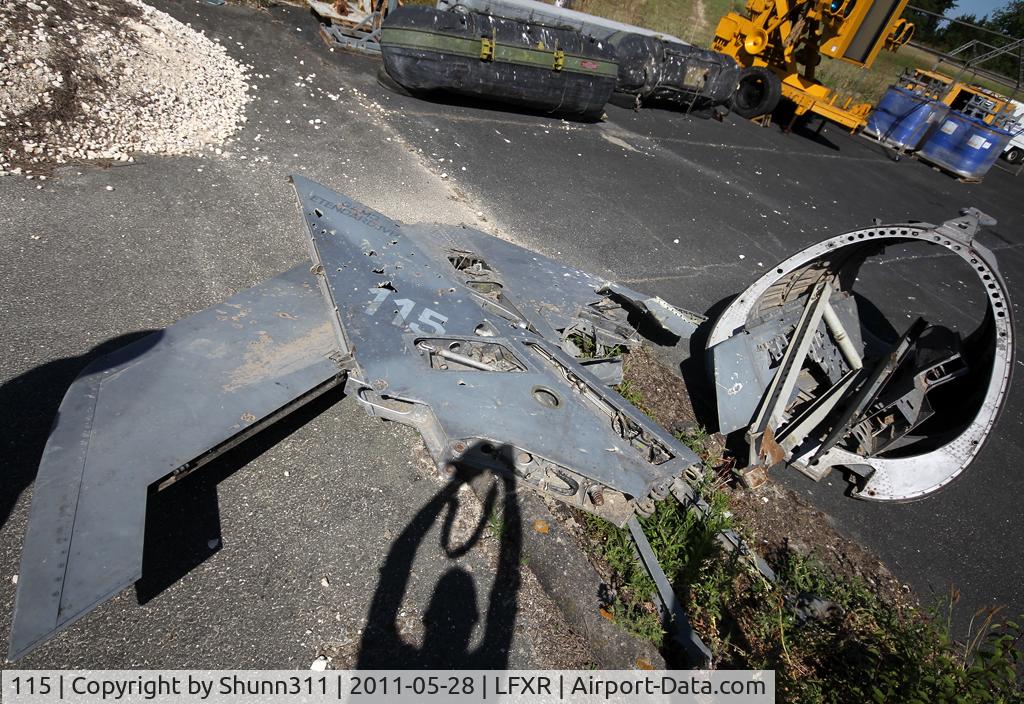 115, Dassault Etendard IV.P C/N 115, All that remains of this aircraft shot down during Yugoslavia War... Preserved outside Rochefort Navy Museum...